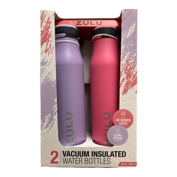 ZULU Leak-Proof Stainless Steel Vacuum Insulated Water Bottle, 2pk - Lilac/Guava - Picture 1 of 1